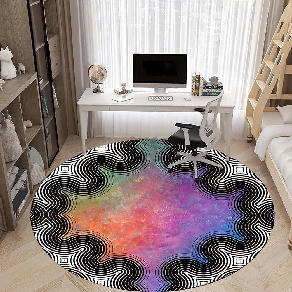 1pc Neonography Office Round Rug, Carpet for Office, Gaming, Lightweight Round Floor Mat yy260205033