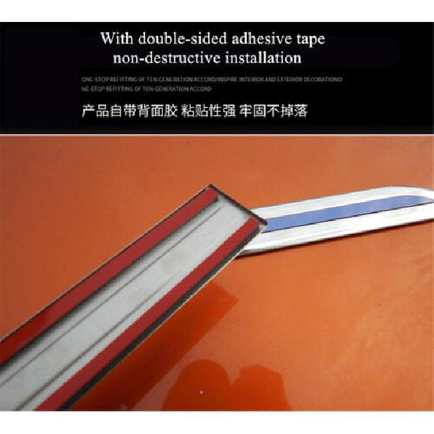 Chrome+Blue Car Front Side Door Fender Cover Trim Decoration Accessory 4Pcs/Set