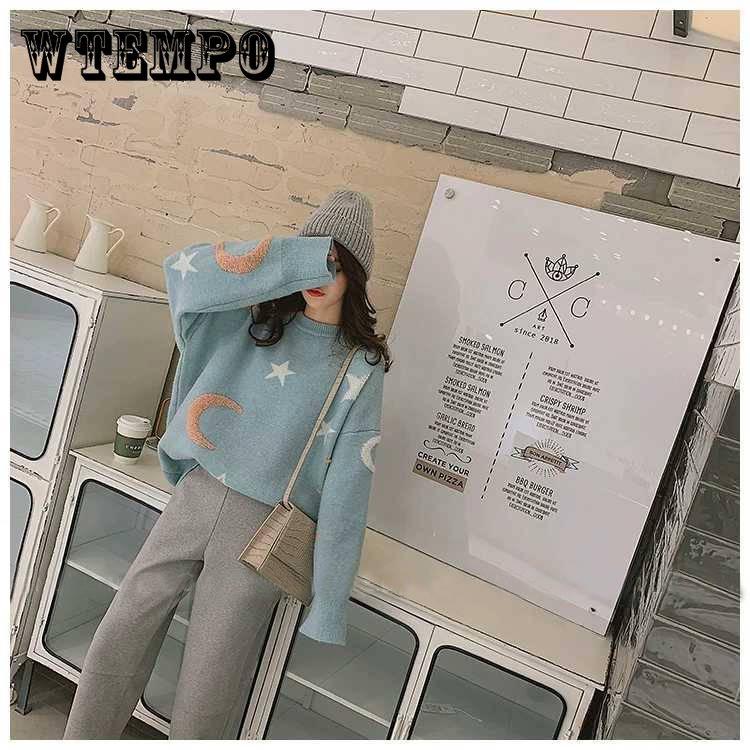 

Свитер женский осенне-зимний свободный пуловер с круглым вырезом и длинными рукавами вязаный свитер