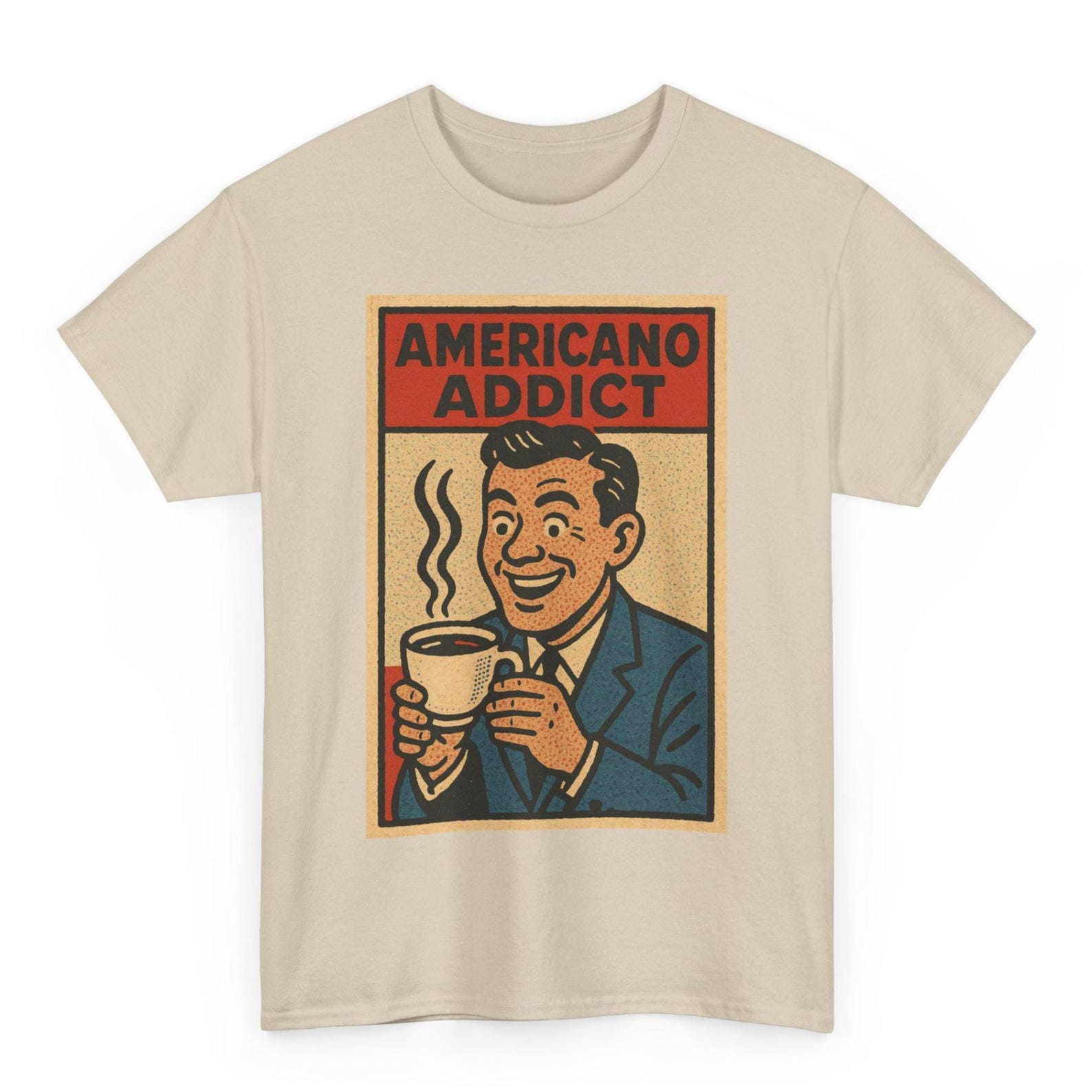 Americano Addict T-Shirt: Retro Comic Coffee Pop Art Unisex Tee 3XL