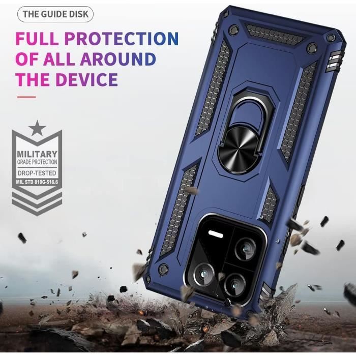 Coque + 2 Verres Trempés pour Xiaomi Redmi Note 13 Pro+ 5G - Note 13 Pro Plus 5G, Protection Anneau Support Renforcée - Bleu Marine