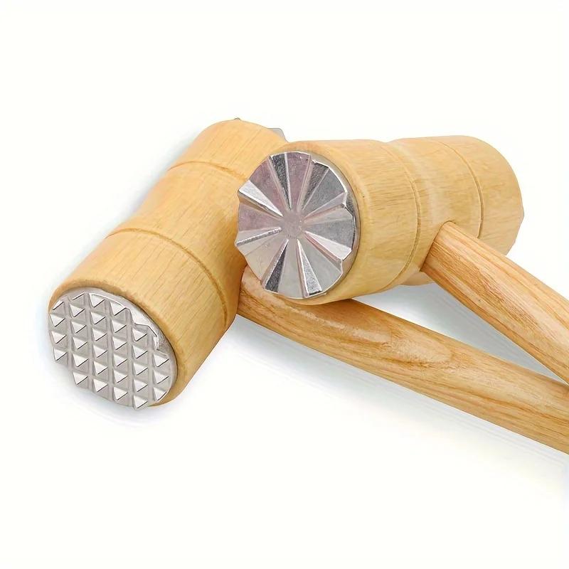 Versatile Double-Sided Wooden Handle Meat Mallet - Perfect For Steak Tenderizing & Sinew Breaking, Essential Kitchen Gadget