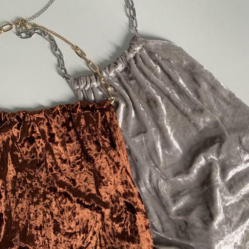 

Wai Trade Order American Sexy Chain Diamond Light Gold Velvet Strap Vest/ No. 4 color (coffee Brown left L