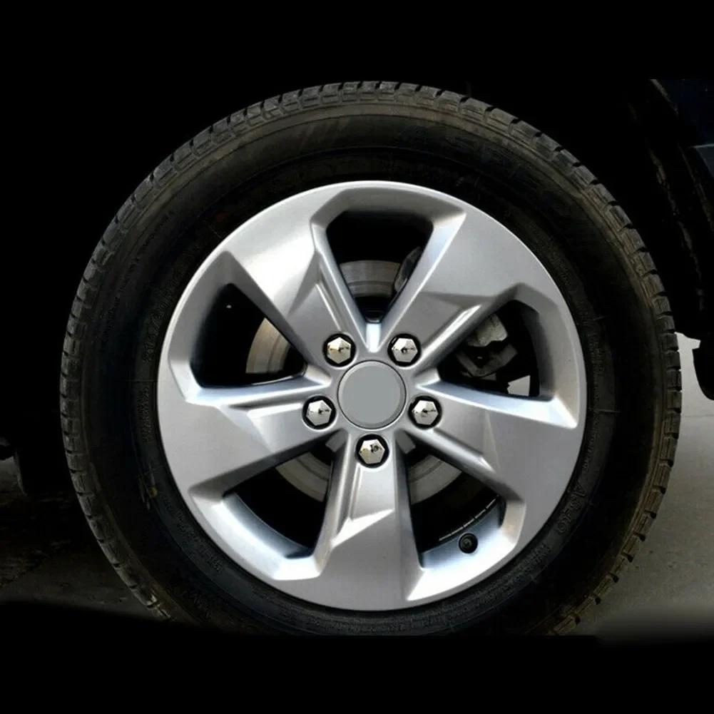 VERYUS 20Pcs 17mm Car Wheel Nut Cover Silver Alloy Wheel Nuts Bolt Caps Dust Cap Protection Anti-Rust Hub Screw Cover With Remov