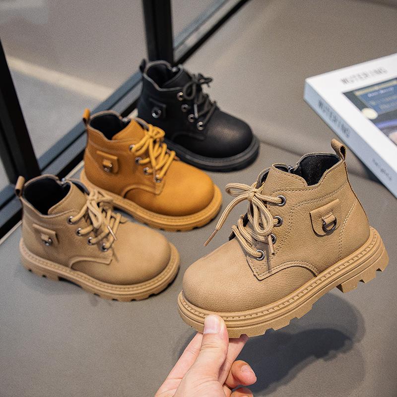 2025 Autumn New Children's Martin Boots Fashion Trend Boys Yellow Boots Simple Versatile Girls Leather Boots