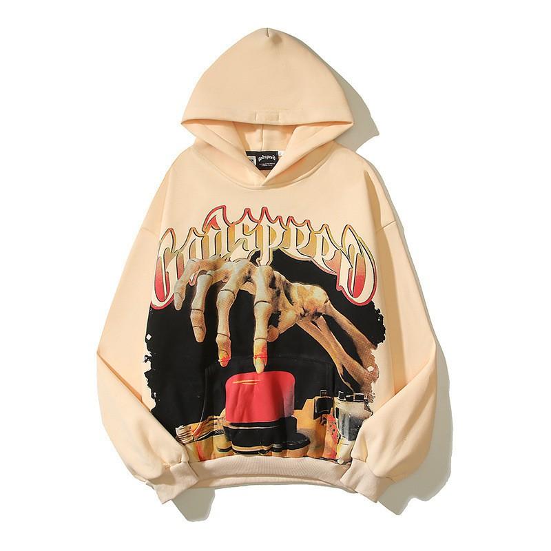 Godspeed 2025 Fall Winter Cotton Hoodie Streetwear Oversized Graphic Print Sweatshirt Men