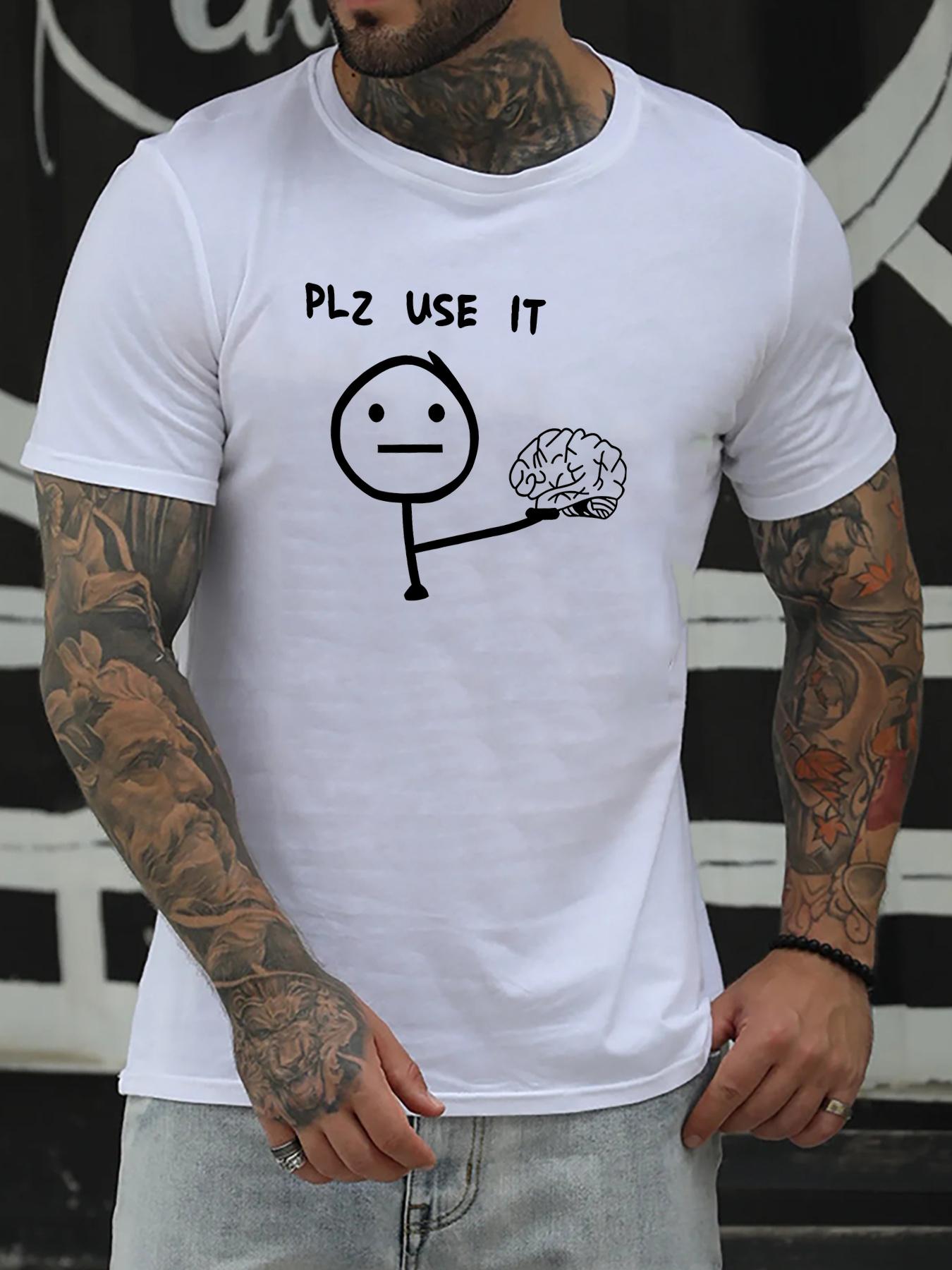 Funny Letter Print Mens Casual Short Sleeve Crew Neck Tshirt Summer Outdoor S