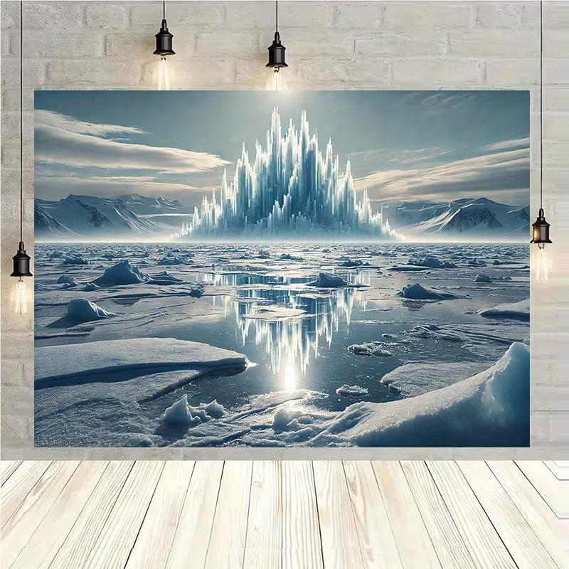 2D Magical Frozen Ice Palace Polar Scenery Photography Backdrop Banner 47.2x31.5inch/120*80cm
