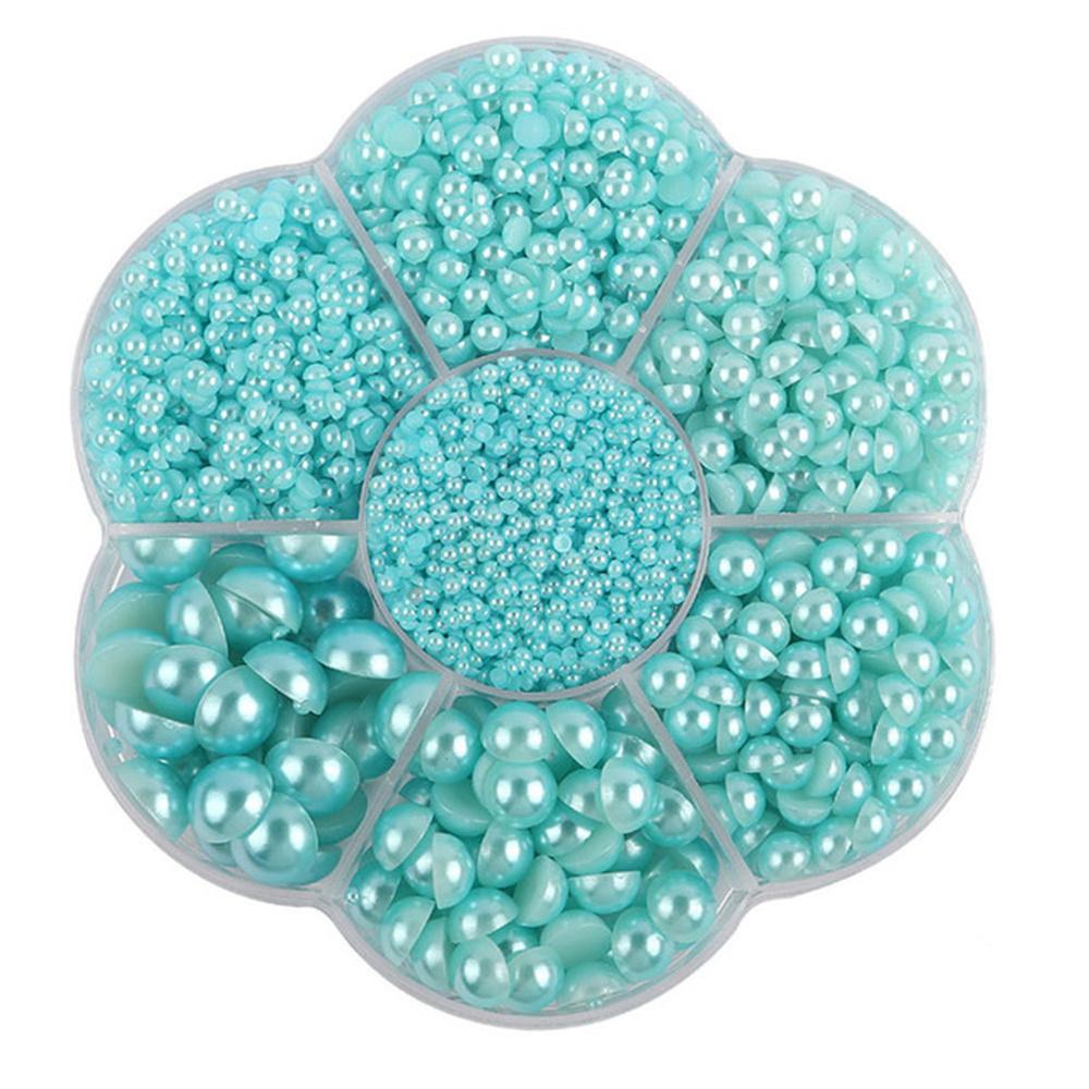 Mixed Size 7 Grid Box Half Pearl Flat Bottom AB Imitation Pearl Accessories Headwear Hair Accessories Clothing DIY Rod Diameter