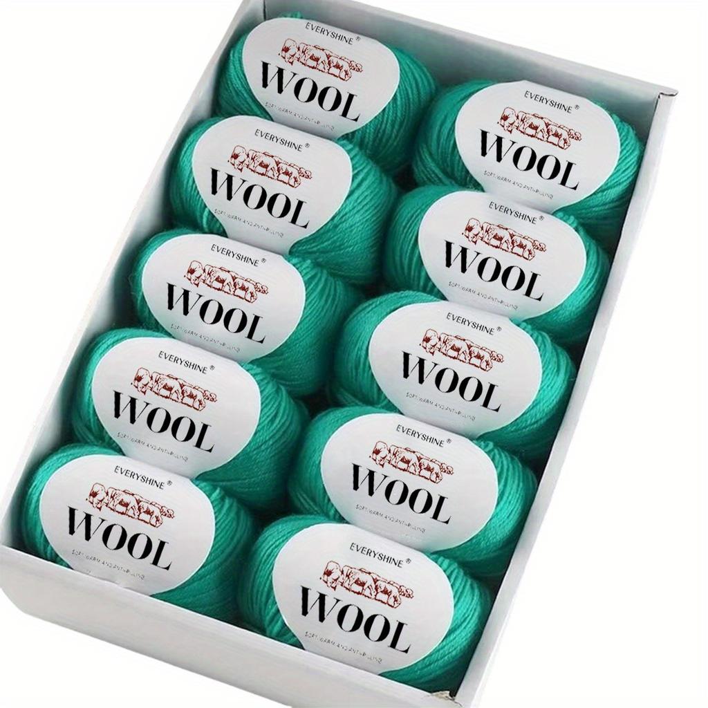 10-Pack Wool Blend Yarn Medium-Fine 80% Wool 20% Polyester Multi-Color Assortment for Knitting & Crochet Soft & Warm 500g Total