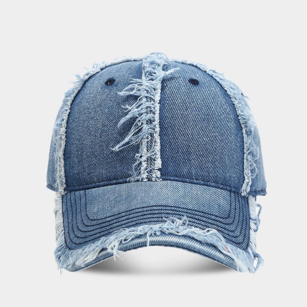 Trendy Brand Frayed Brim Baseball Cap Denim Washed Vintage Craft Unisex Versatile Street Style
