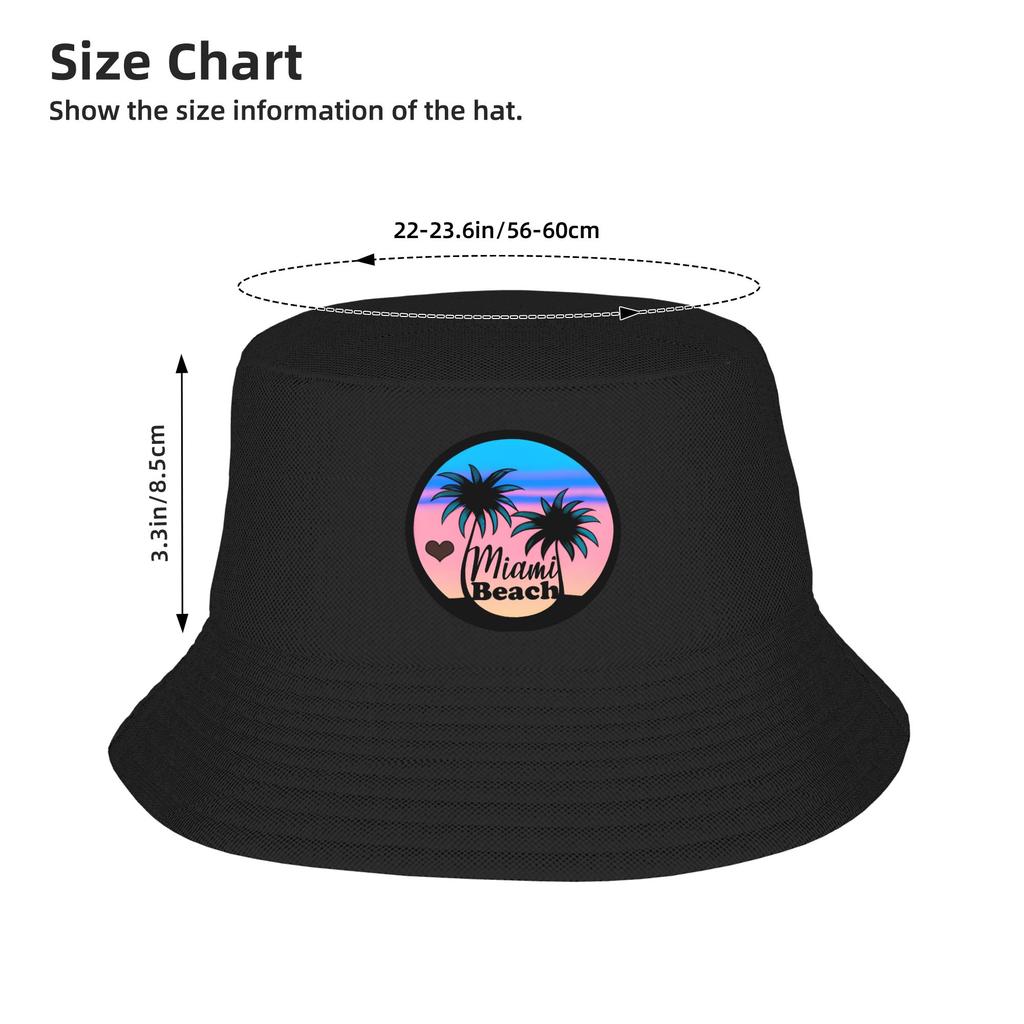 Sombrero de Cubo con Palmeras de Miami Beach Estilo Callejero Gorras de Pescador Personalidad Pesca Sombreros Solares Para Hombres Mujeres Gorra Personalizada Coreana