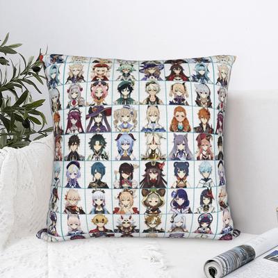 Print Genshin Impact Characters Collection Pillowcase  Cushion Cover Decor Video Games Cartoon Throw Pillow Case Cover Zippered