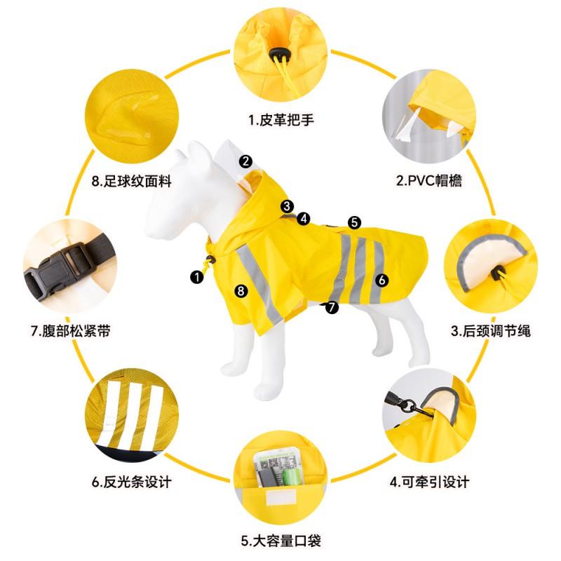 Dog Raincoat Reflective Two-legged Hooded Waterproof Windproof Pet Rain Jacket Small Medium Large Dogs