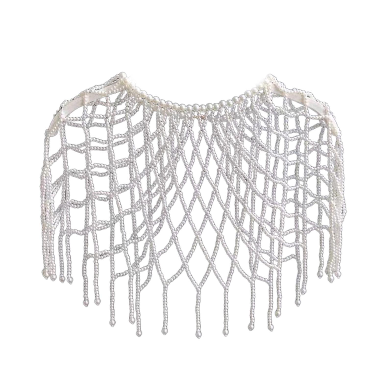 

Искусственный жемчуг шаль бодичейн ожерелья на плечи и шею украшения для тела цепочки из бусин модные аксессуары вечеринка в ночном клубе