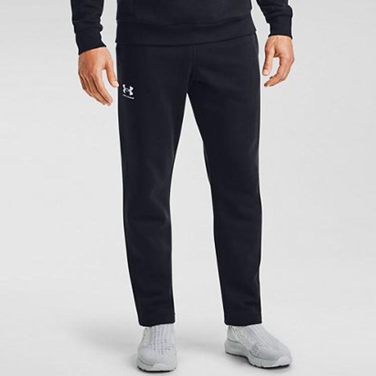 Under Armour Rival Logo Loose Fleece Long Knit Training Pants Men Pants Black 1359030-001