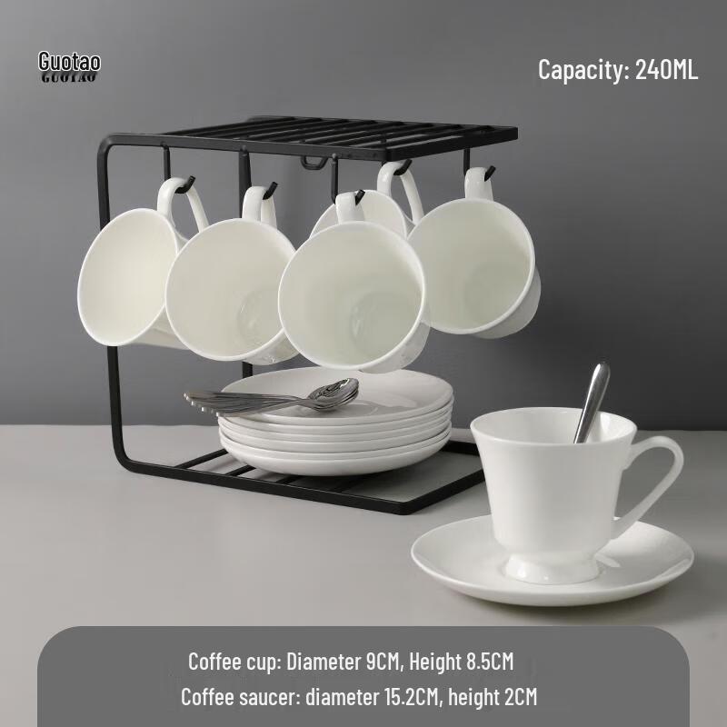 

HANDUNYOU European Style Red Flower Coffee Cup and Saucer Set