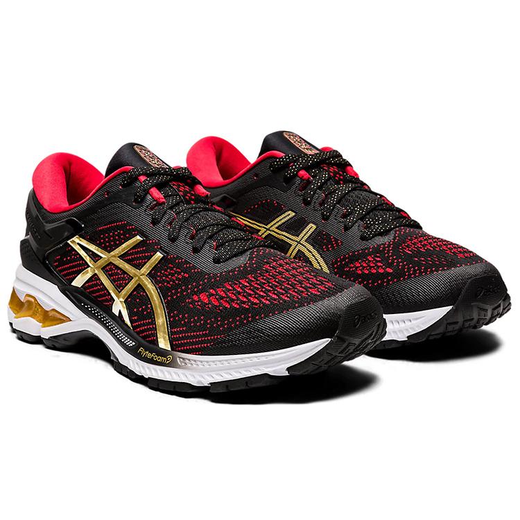 Neuer Asics Gel Kayano 26 'Schwarz Rot Gold' Damen 1012A653-001