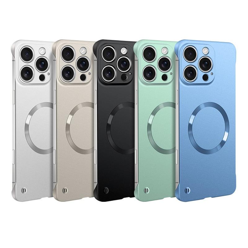 Ultra Thin Metallic Paint Magnetic For Magsafe Case For 17 Air 16 15 14 13 12 Pro Max Plus Frameless Cooling Hard Cover