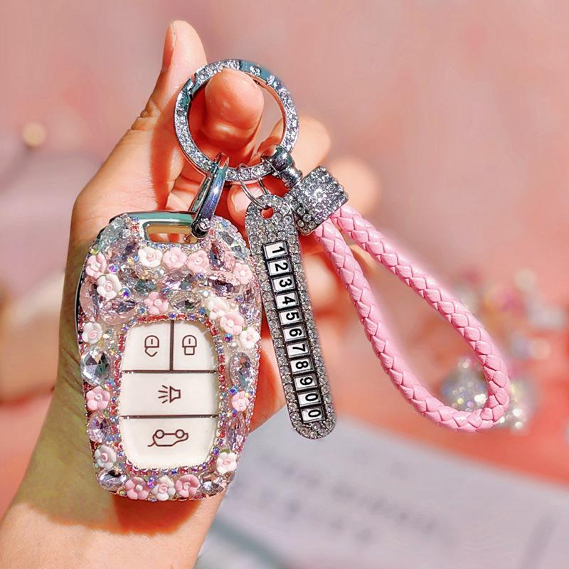 Rhinestone Car Key Shell for Southeast DX7/DX3/DX5/A5/Yi Wu - Fashion Goddess Bag Buckle
