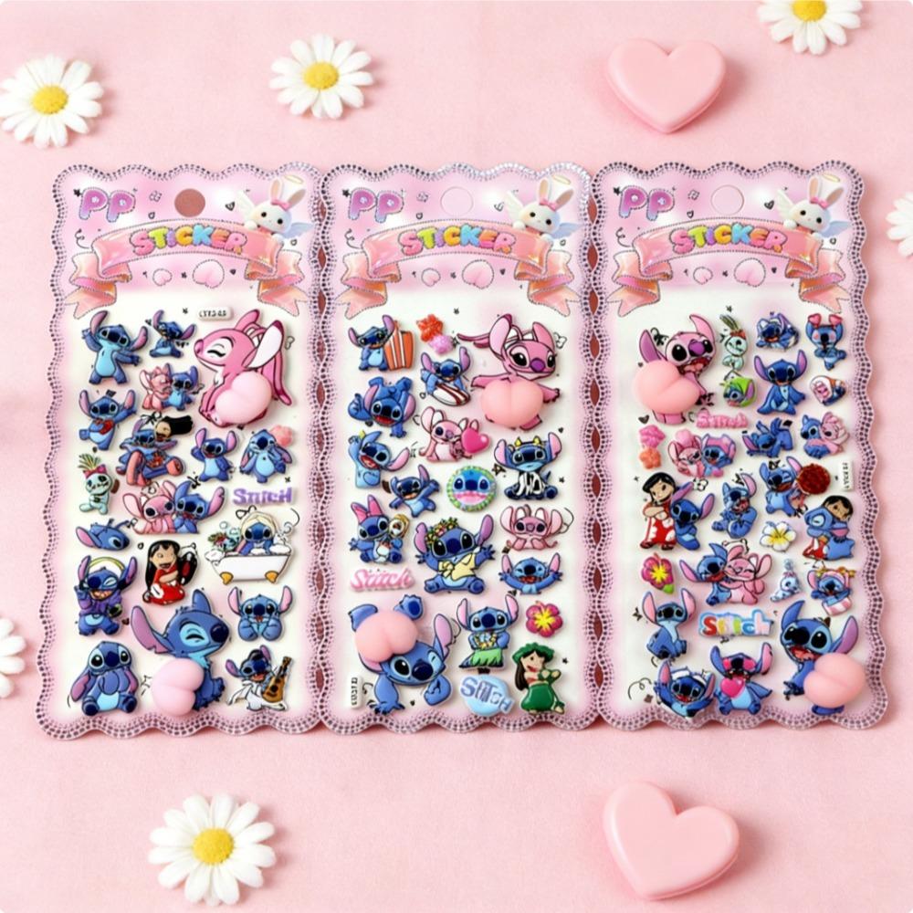 Disney Stitch Soft Pinched Happy Buttocks Sticker Children's Decompression 3D Bubble Sticker Phone Case Decoration Sticker
