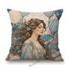 Mucha Style Floral Princess Girl Pink Purple Blue Pretty Flower Daughter Room Decoration Sofa Pillow Case Spring Cushion Cover