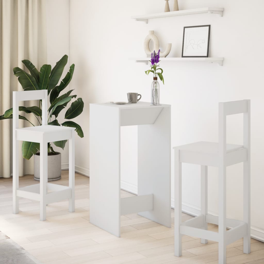 Vidaxl Stolik Barowy, Biały, 51X50X103,5 Cm, Materiał Drewnopochodny