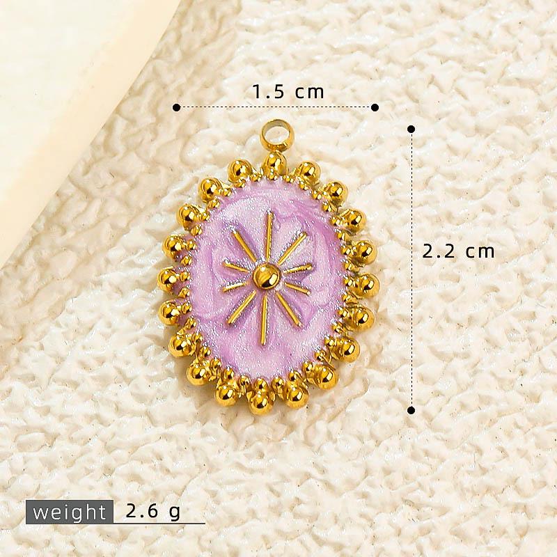 French Drip Flower Oil Painting Pendant Necklace & Heart Earring Charms in Stainless Steel - DIY Titanium Jewelry Accessories for Women