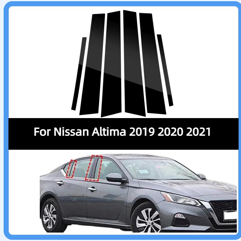 6Pcs Fit For Nissan Altima Gloss Black Window Trim Pillar Post Door Cover B C Column Sticker Decoration Set bright black