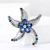 Creative Alloy Rhinestone Starfish Flower Brooch Niche Design Women'S Suit Coat Corsage Jewelry Pin