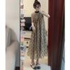 French Neck Polka Dot Dress Women's Summer New Seaside Vacation Style Small Sleeveless Temperament Long Dress