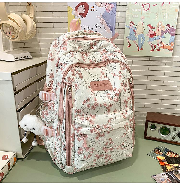 New Sweet Girl Backpack Waterproof Primary School Junior High School Student Schoolbag Printed Bamboo Literary Chinese Style Backpack