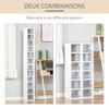 Set of 2 Column Shelves CD-DVD Storage Cabinet 6 + 6 Compartments Dim. 21L X 19W X 88H Cm Max. Capacity 160 CDs White