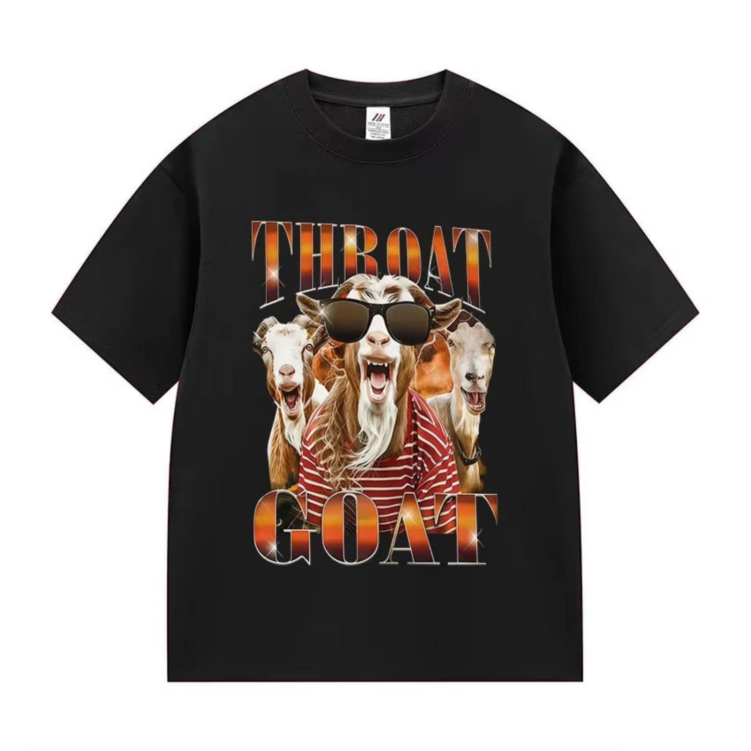 Limited Funny Throat Goat Meme Vintage T-Shirt Men Women Loose O-Neck Short Sleeve T Shirt Vintage Oversized 100% Cotton T Shirt S