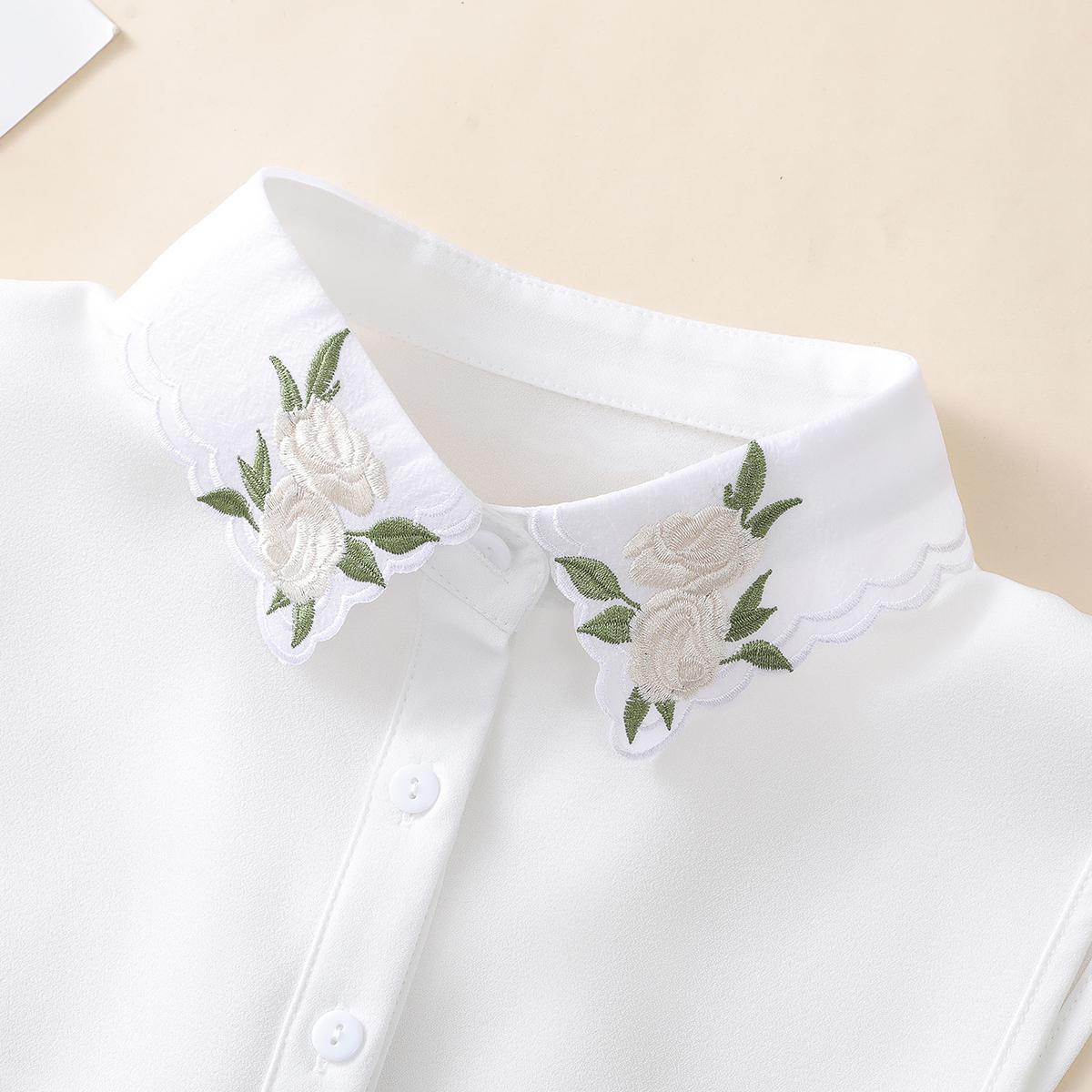 

Женский вышитый воротник цвета абрикосовой розы с базовой рубашкой-свитером, универсальный и съемный декоративный шифоновый фальшивый воротник