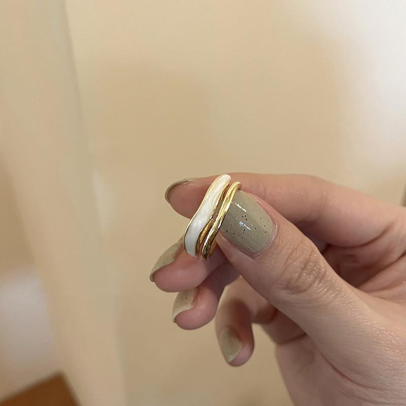 

Золотое Элегантное Кольцо с Цирконием с Подтеками Глазури для Женщин Стильный Геометрический Регулируемый Модный Аксессуар J2582