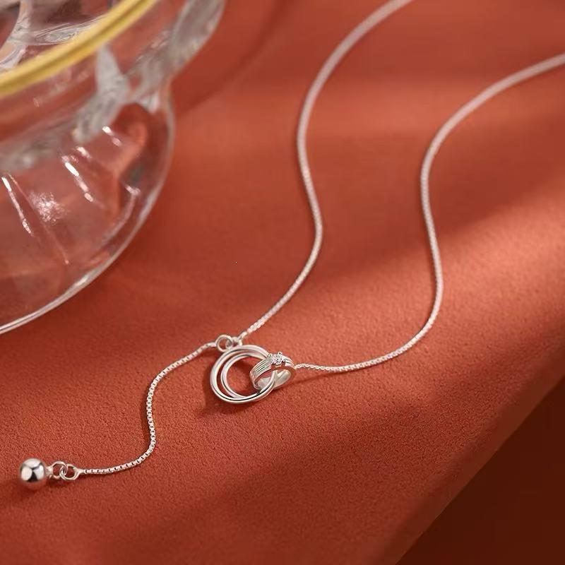 925 Sterling Silver Round Necklace - Light Luxury 2025 High-End Clavicle Chain Choker for Women