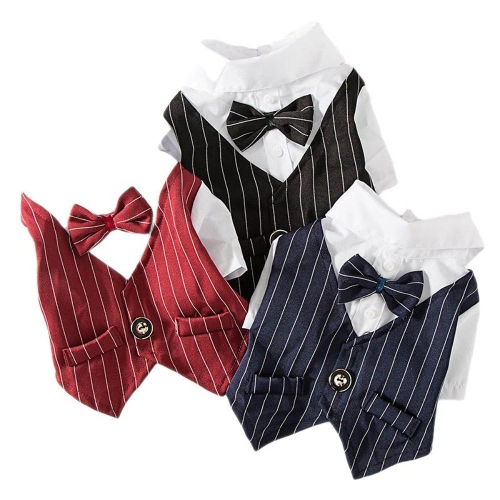 Lightweight Dog Wedding Suit Short Sleeve Spring Suit Shirt Pet Tuxedo Outfit  for Teddy Dogs
