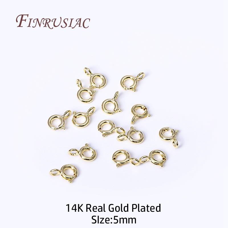 5/5.5/6/7mm Size 18K Gold Plated Brass Spring Ring Clasp with Open Ring, Round Clasps Connector For Bracelet Necklace Making