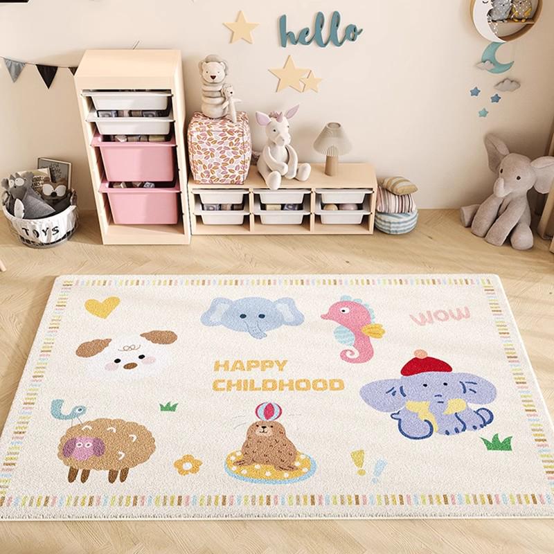 Cartoon Style Luxury Faux Cashmere Children's Floor Mat
