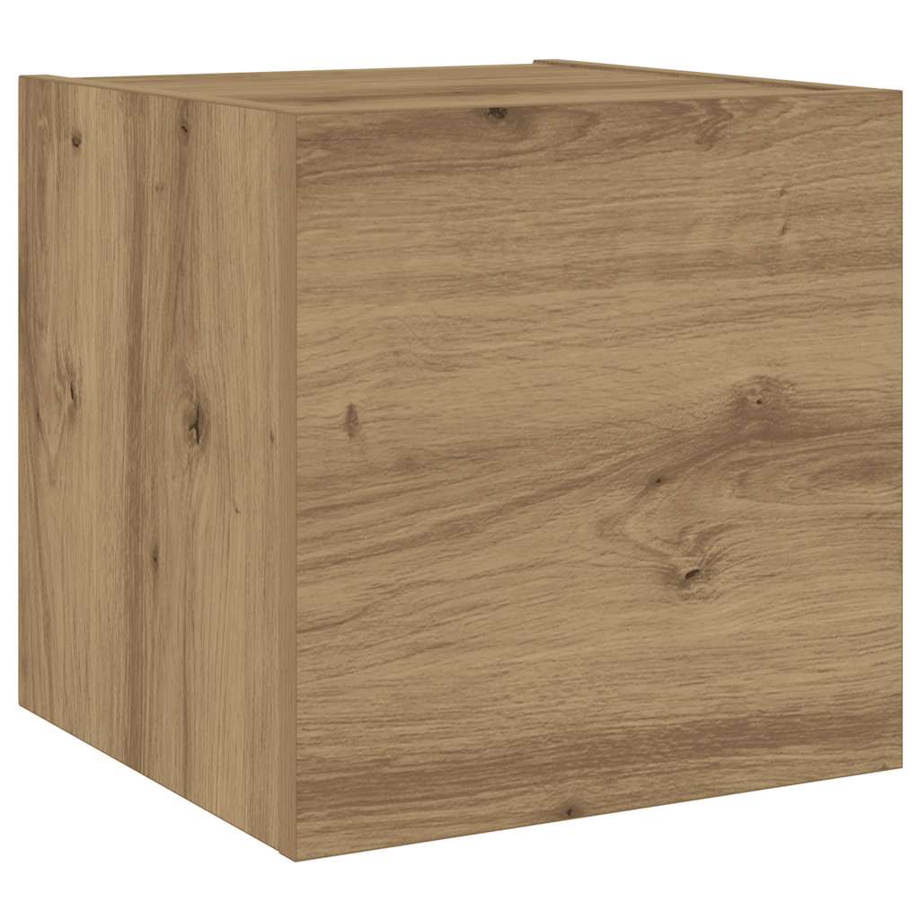 Wall Mounted TV Cabinets Set of 6 Artisan Oak Wood Based Material