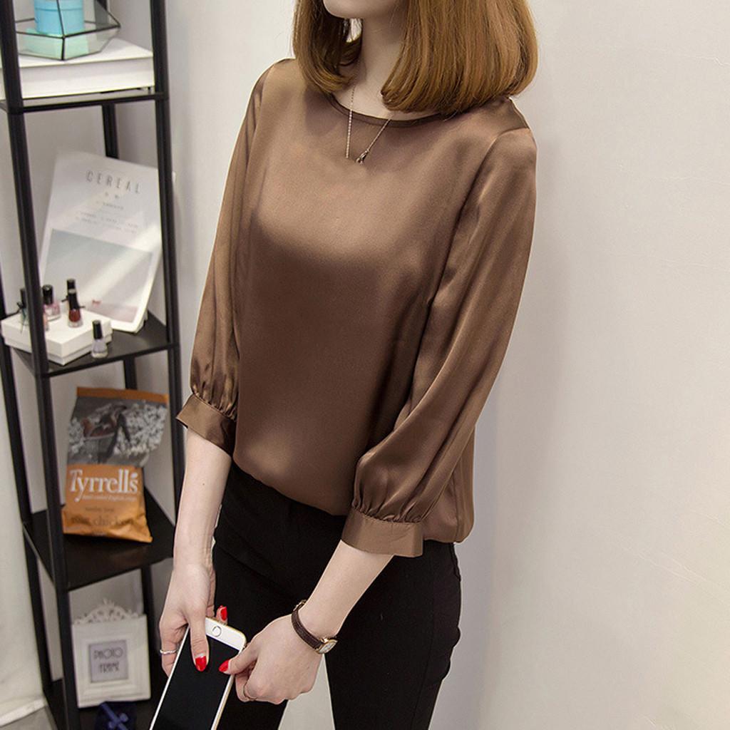 Women Brief  Work Wear  Shirts Three Quarter Sleeve Casual Tops