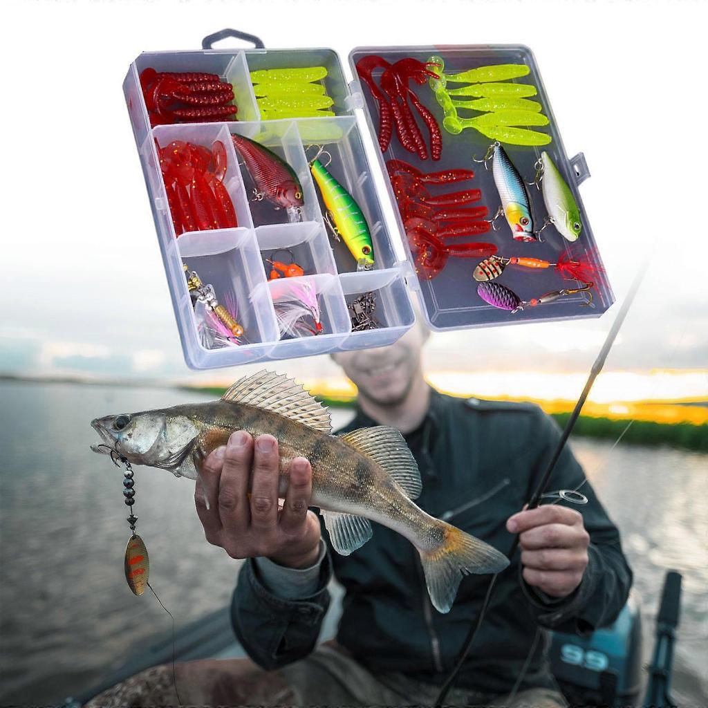 Professional 51Pcs Fishing Tackle Set Baits Artificial Lures with Hook For Various Water Conditions Multicolor