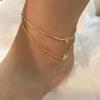 Barefoot Double-Layer Female Beach Gift Love Anklet Foot accessories Snake Chain Fashion Jewelry