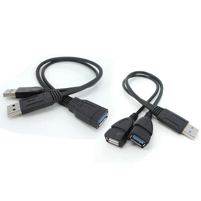 USB 3.0 2.0 Male female To Dual USB 3.0 2way male Female Jack Splitter 2 Port USB Hub Data Cable extend Cord For Laptop Computer