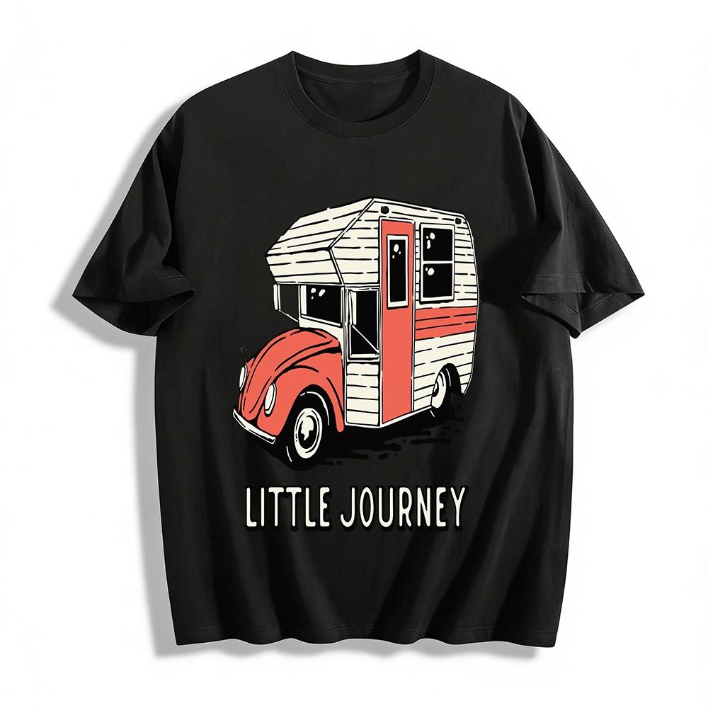 

Retro Beetle Camper Van Print Casual T-Shirt Little Journey Top Pure cotton T-shirt XXS