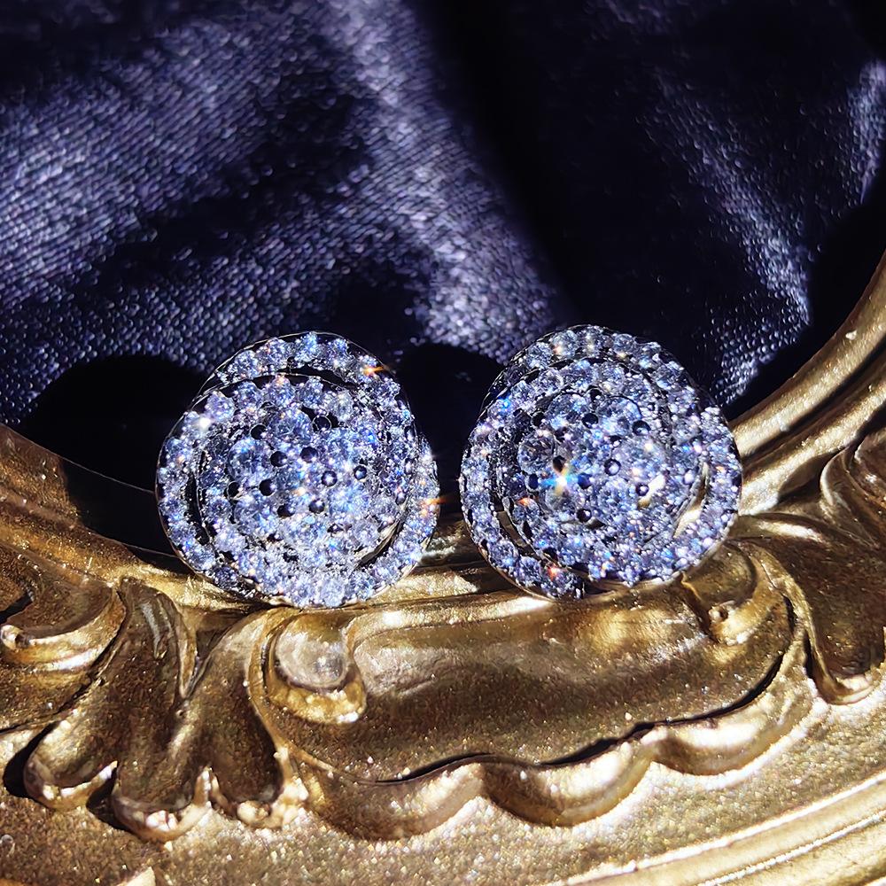 Elegant Zircon Flower Earrings Sparkling White Diamond Studs for Women Luxury Fashion Jewelry