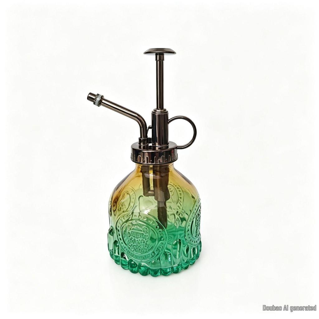 Retro Embossed Glass Spray Bottle – Small Pressure Watering Can for Garden & Home Flowers