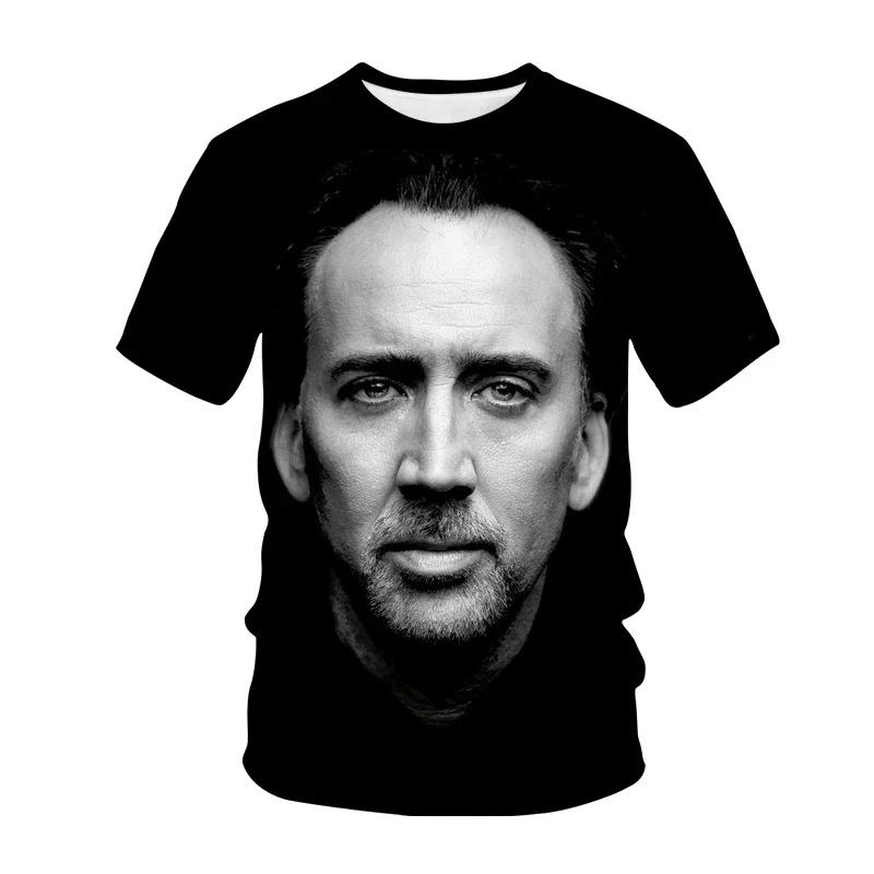 Maglietta Grafica Divertente con Faccia di Nicolas Cage per Uomo T-Shirt 3D Stampa Divertente T-Shirt Moda Streetwear Top Magliette Estive