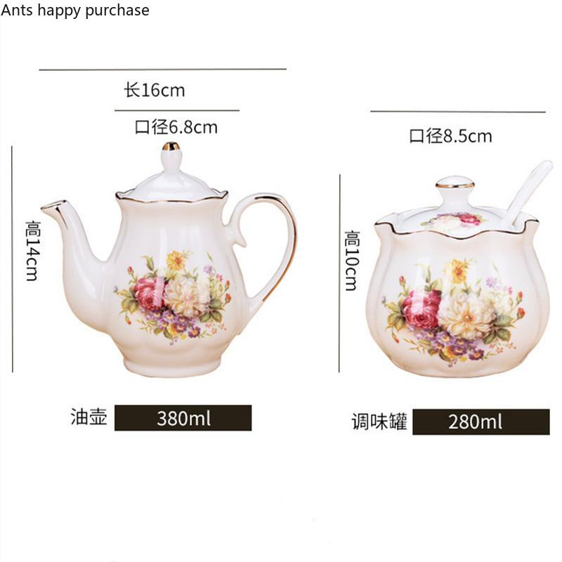 Nordic Household Ceramic Seasoning Tank Sól Cukierniczka Olej Sojowy Sos Ocet Garnek Garnitur Kombinacja Przyborów Kuchennych z Łyżką